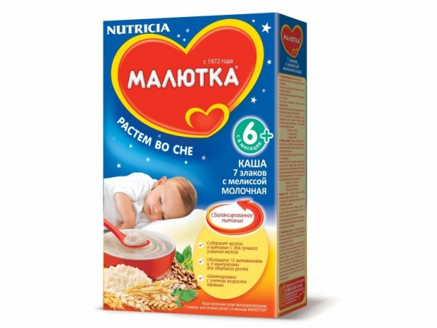 Малютка Каша 7 злаков с мелиссой молочная